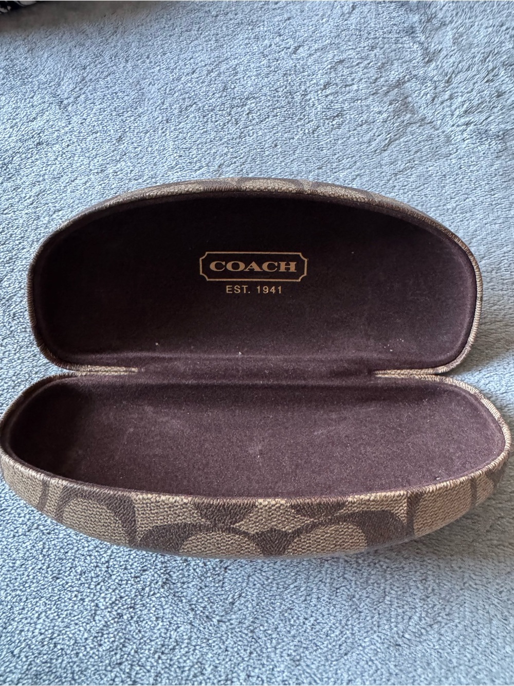 Coach Brown Signature Pattern Glasses Case